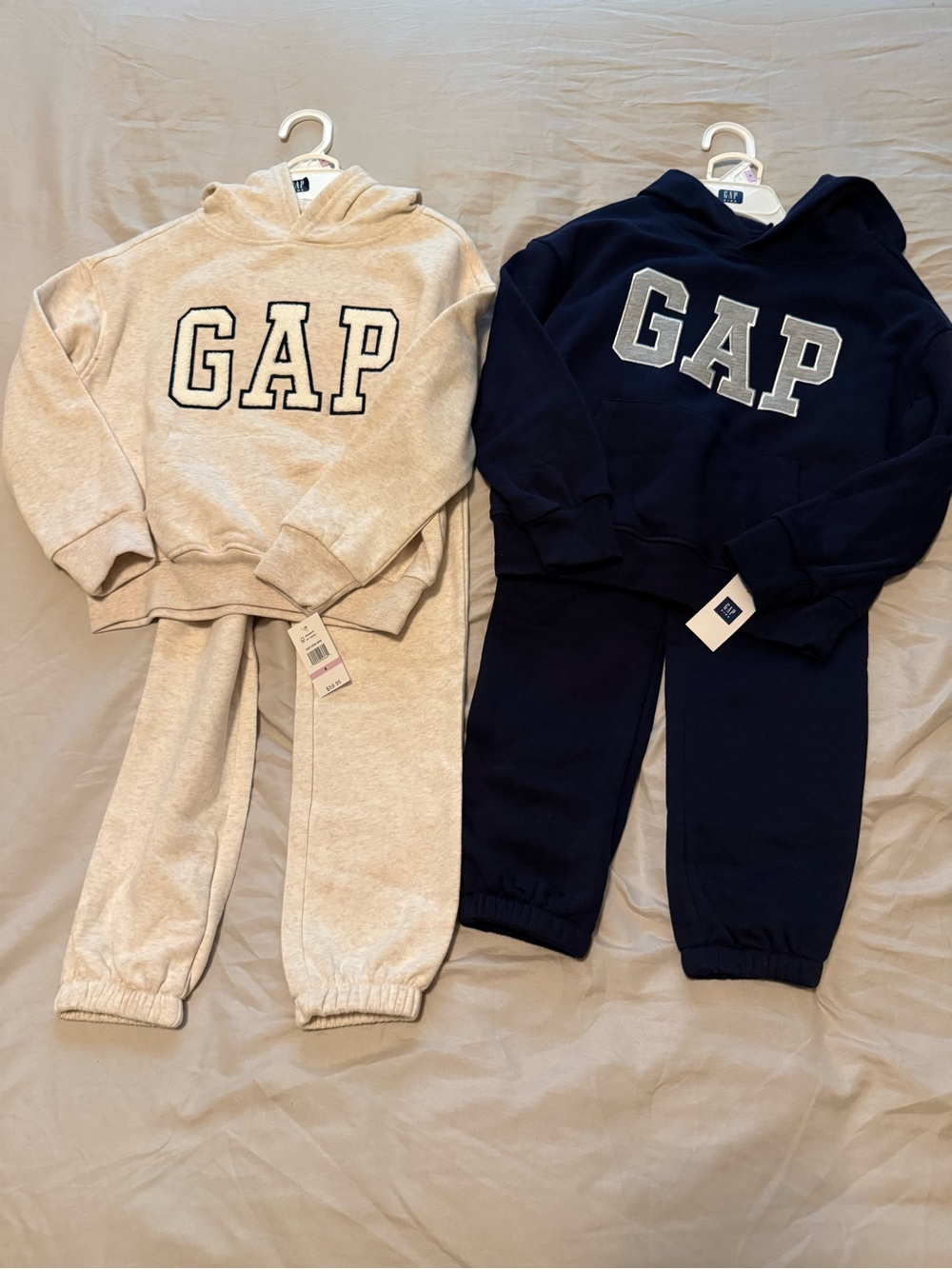 GAP Kids Double Hoodie & Jogger Set - Navy and Cream